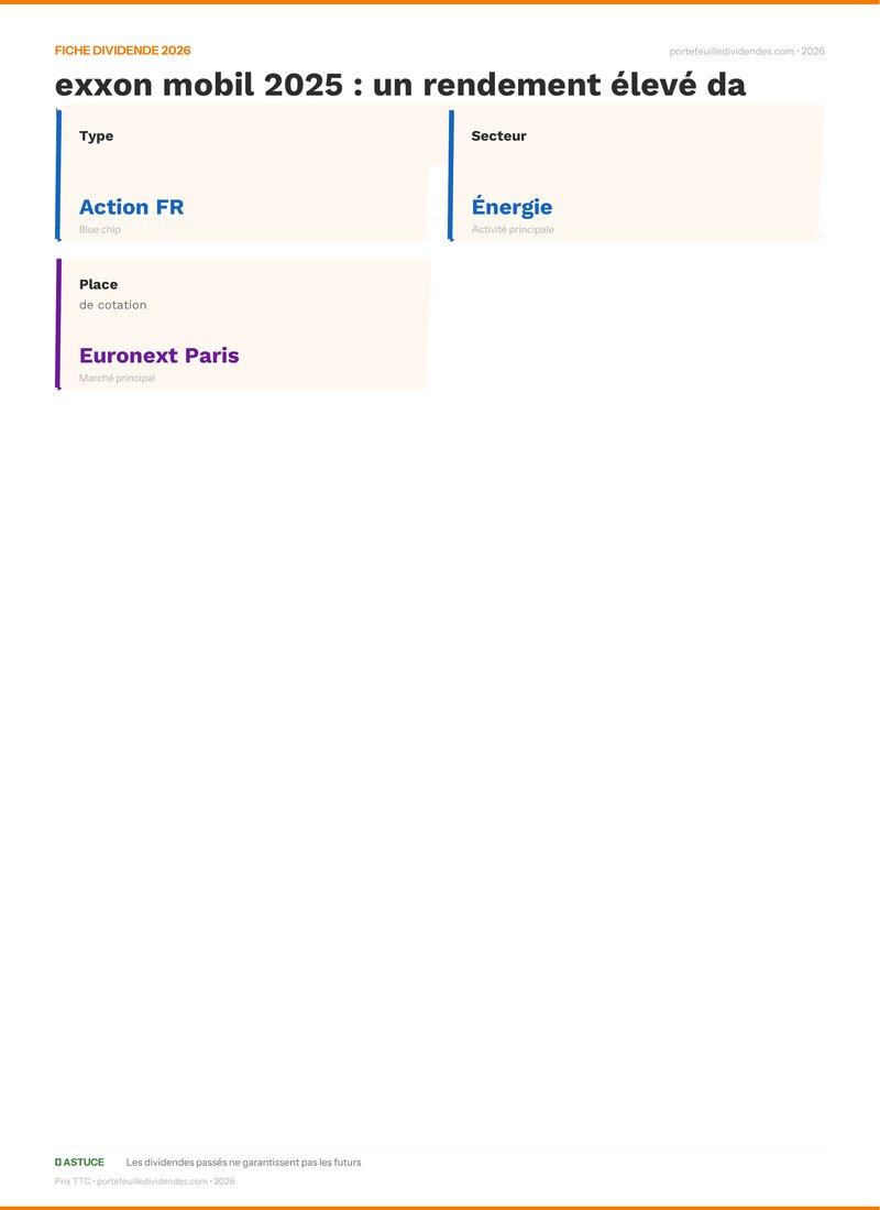Fiche dividende - Dividende exxon mobil 2025 : u