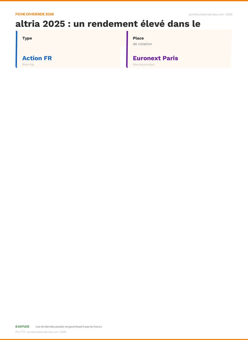 Fiche dividende - dividende altria 2025 : un ren