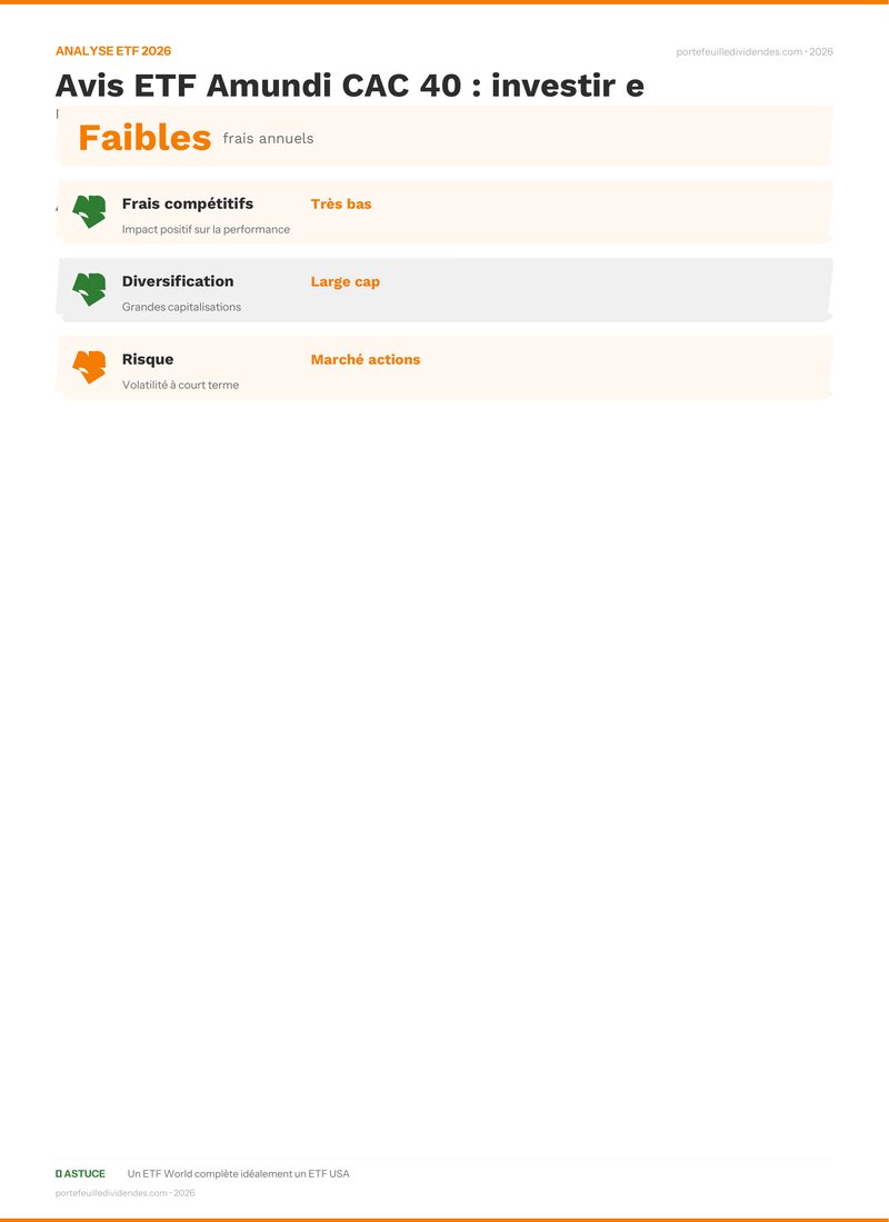 Analyse ETF - Points clés Avis ETF Amundi CAC 40 : inves