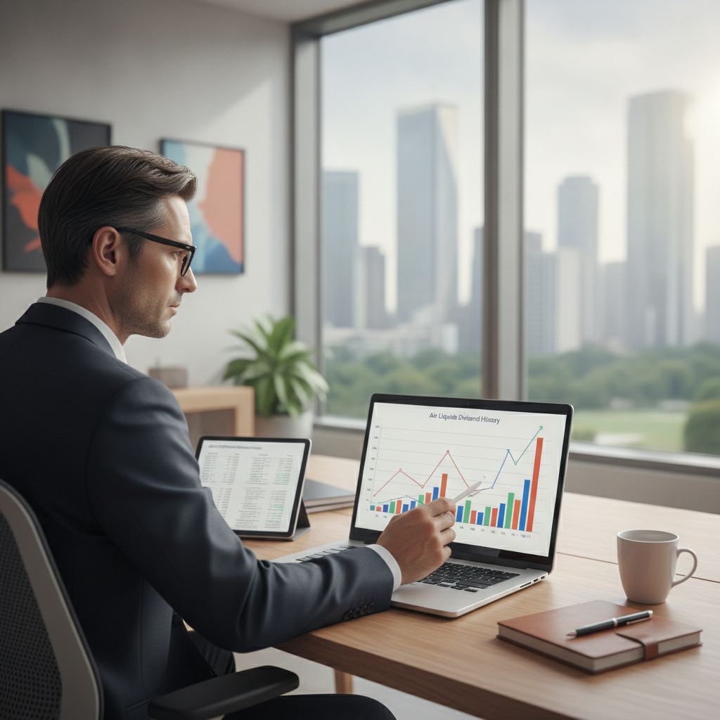 Investisseur analysant l'historique du dividende Air Liquide