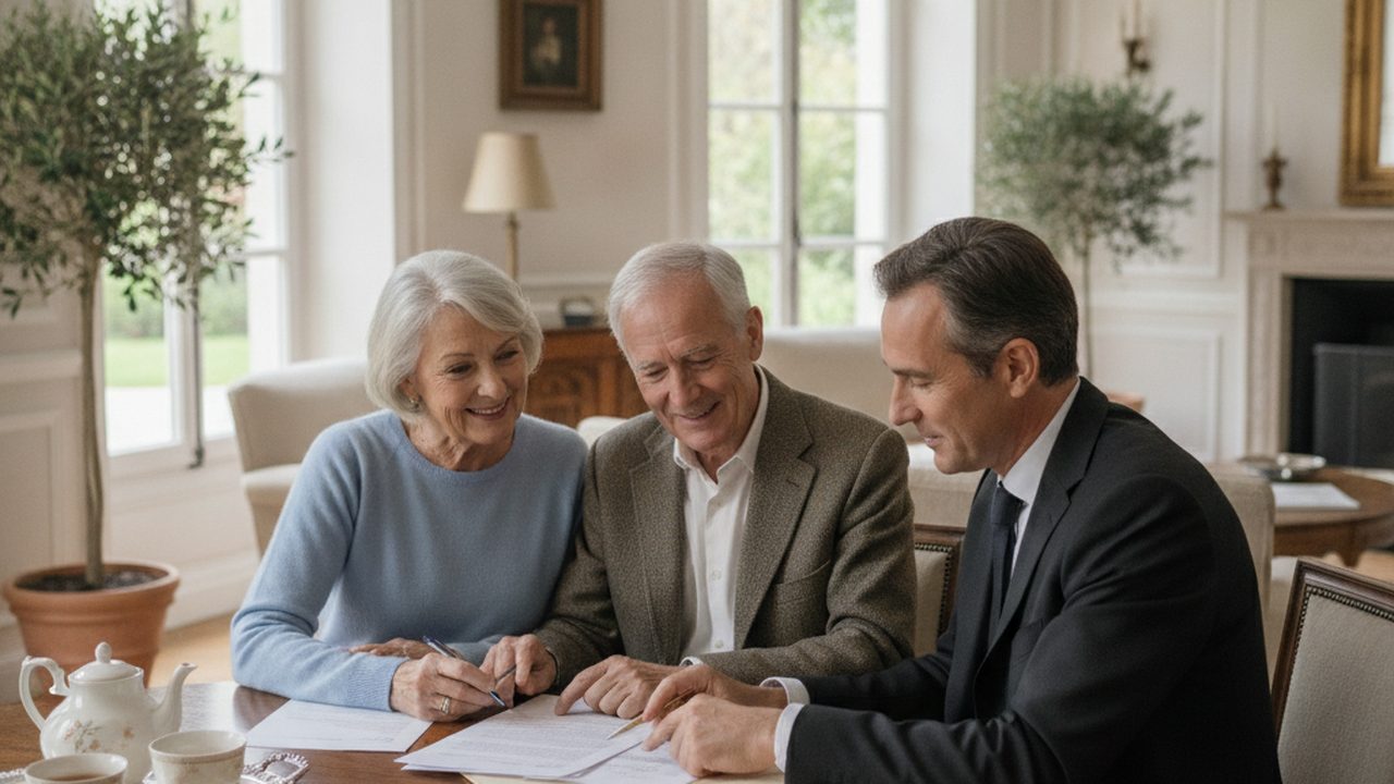 Couple de septuagénaires étudiant la fiscalité des versements en assurance vie après 70 ans