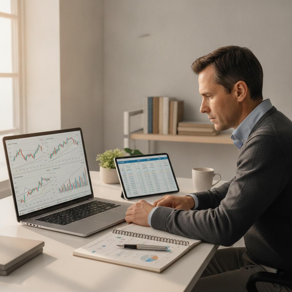 investisseur analysant un portefeuille d'actions à dividendes